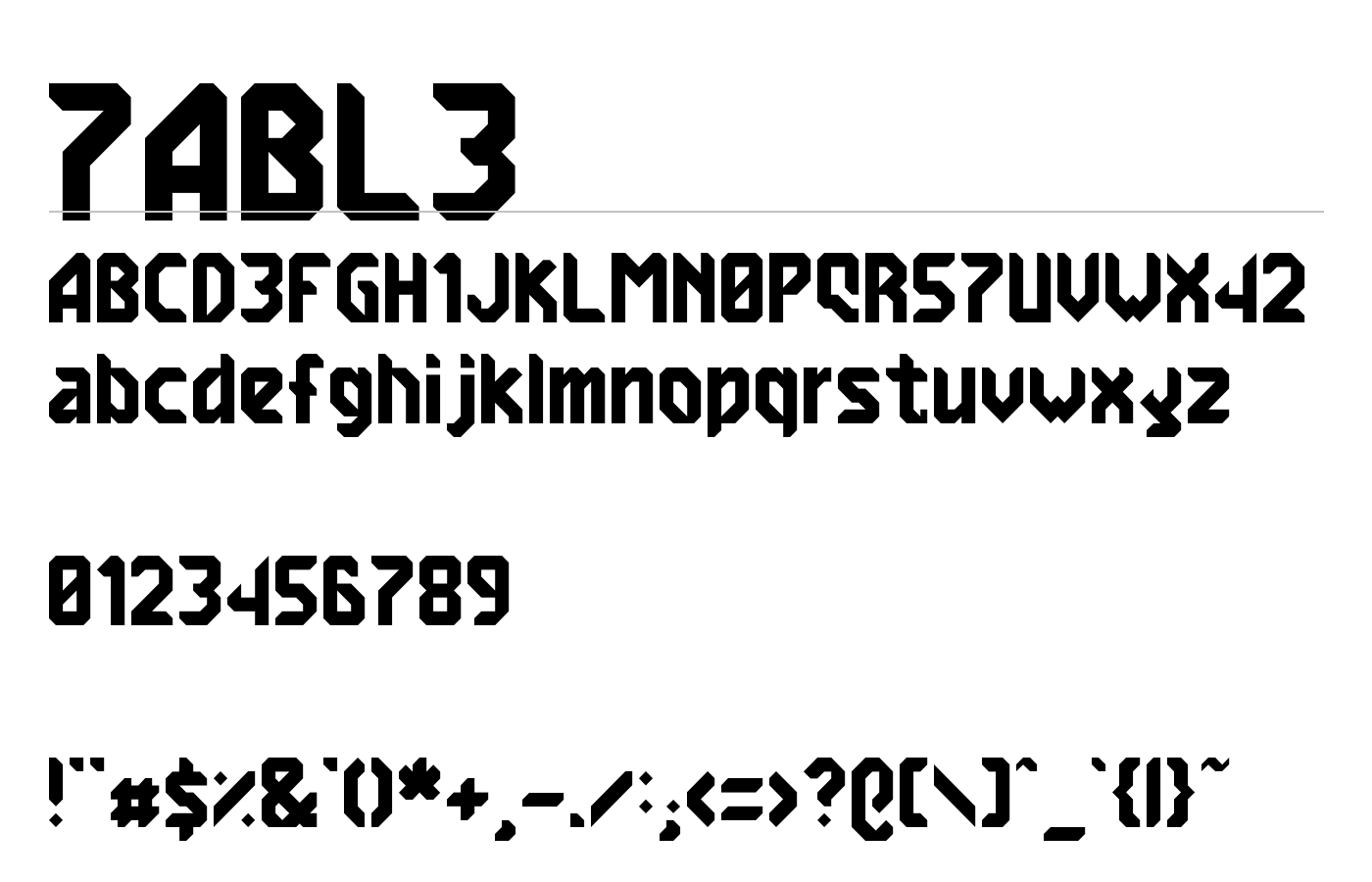 7ABL3 Font preview