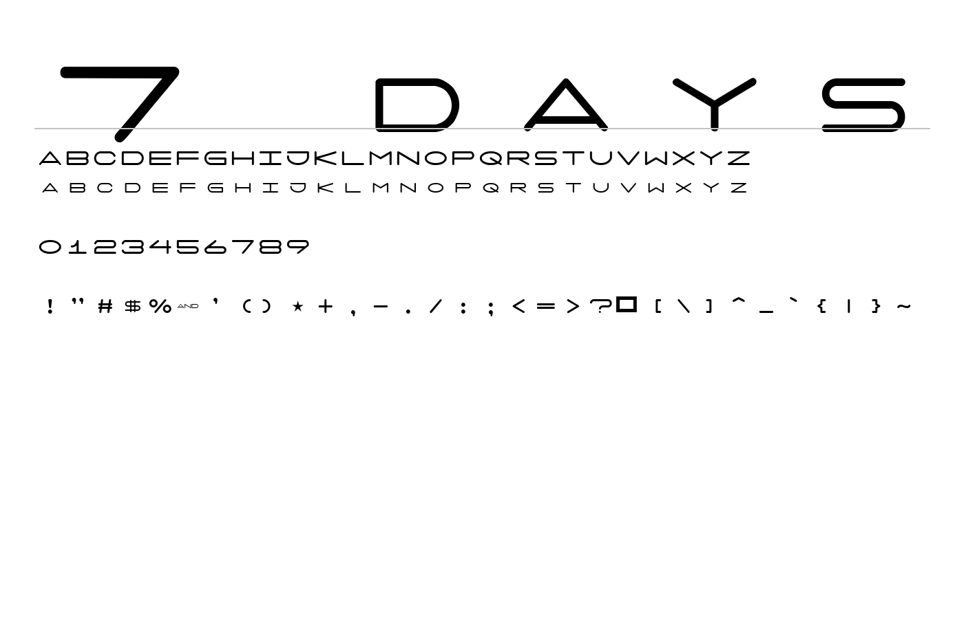 7 days Font preview