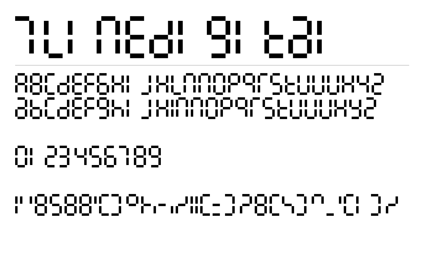 7LineDigital Font preview