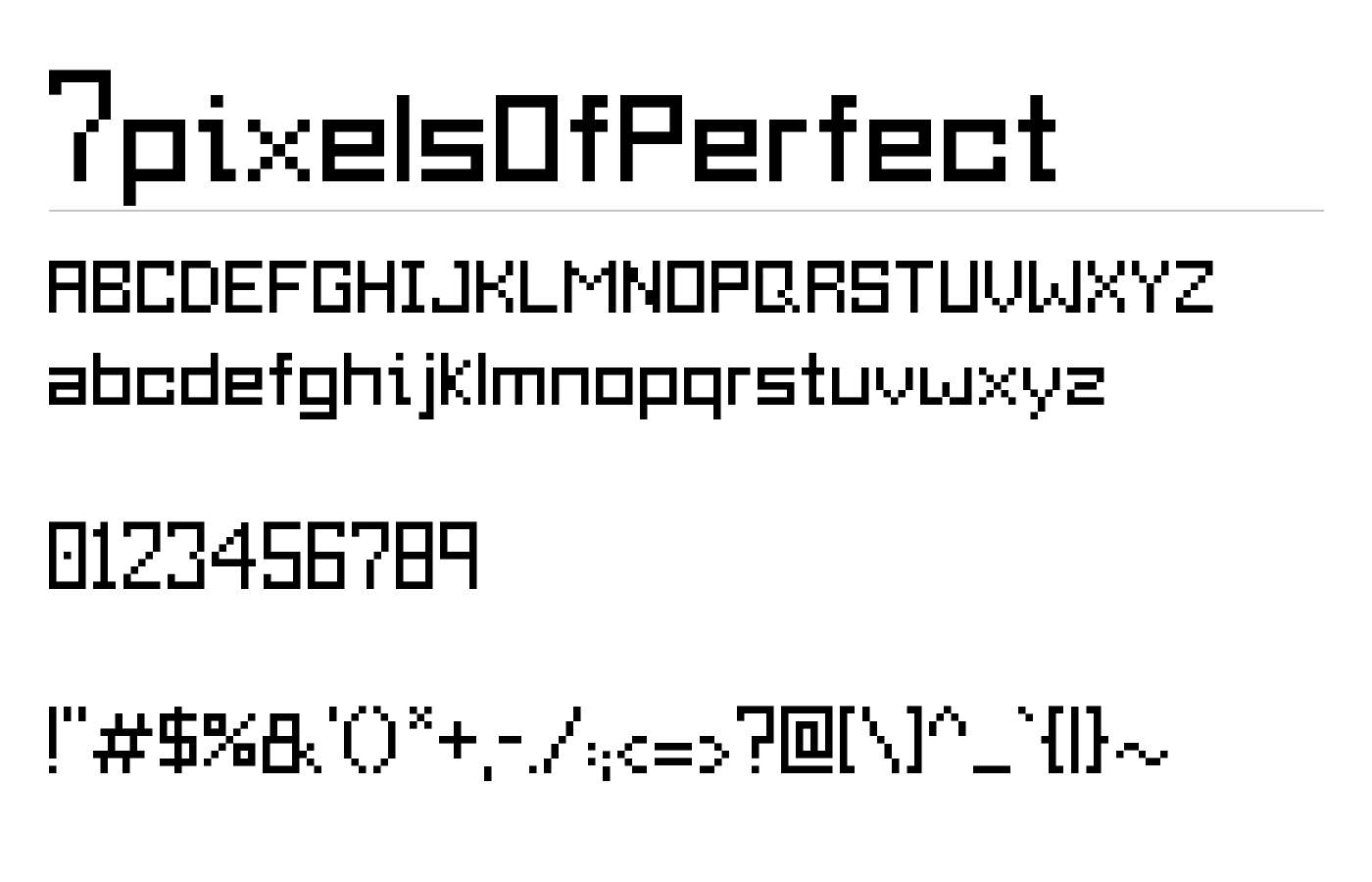 7pixelsOfPerfect Font preview