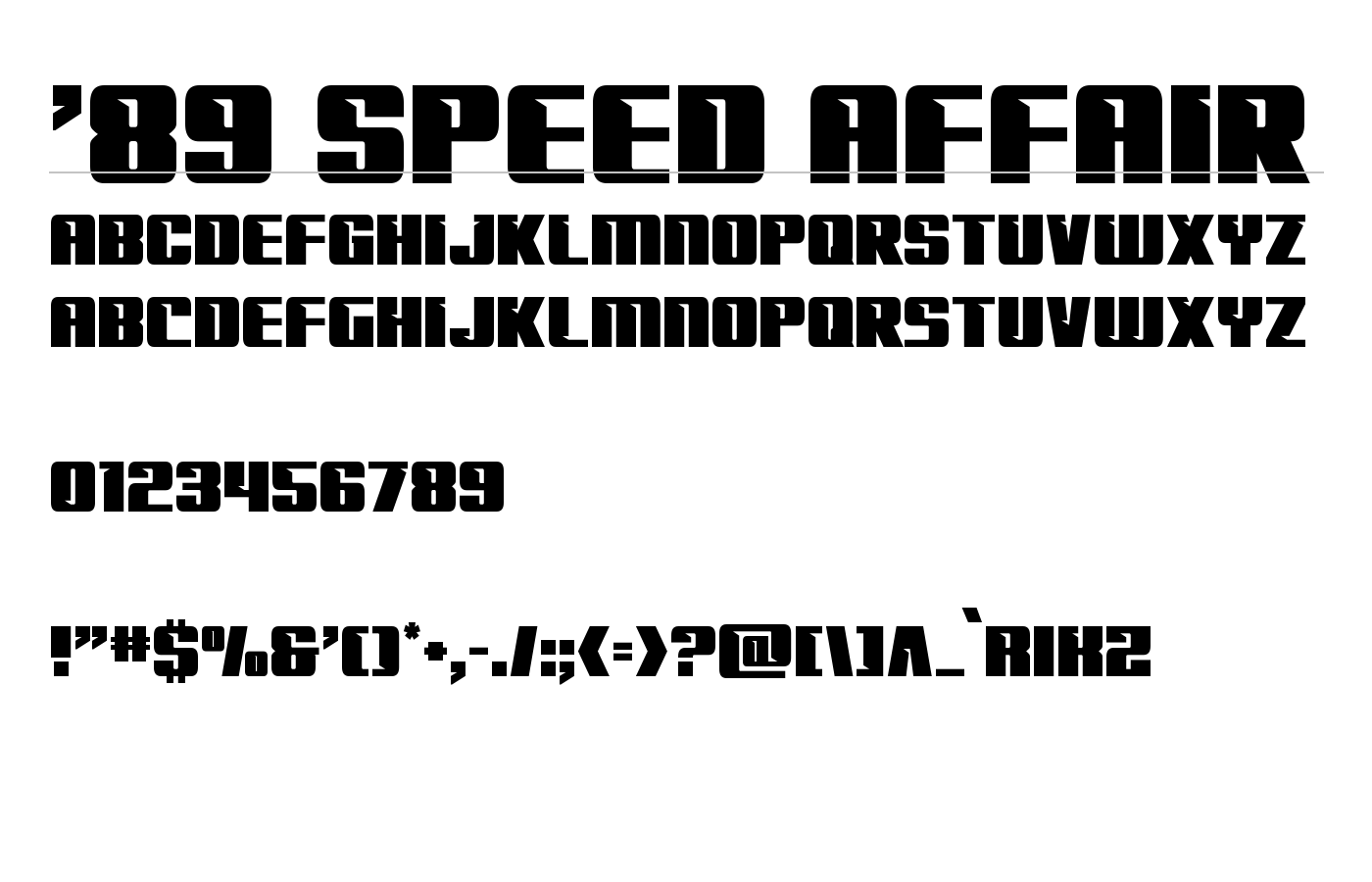 '89 Speed Affair Font preview