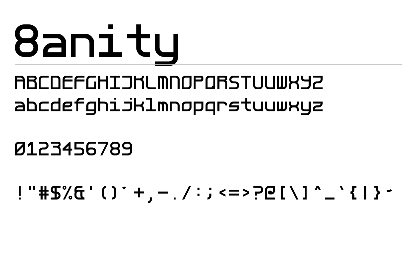 8anity Font preview