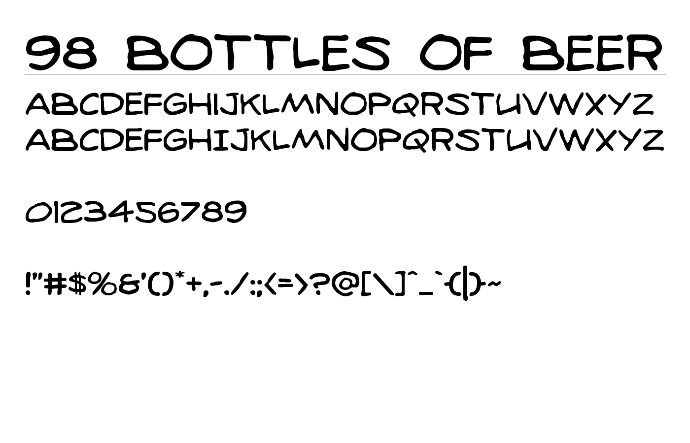 98 Bottles of Beer Font preview