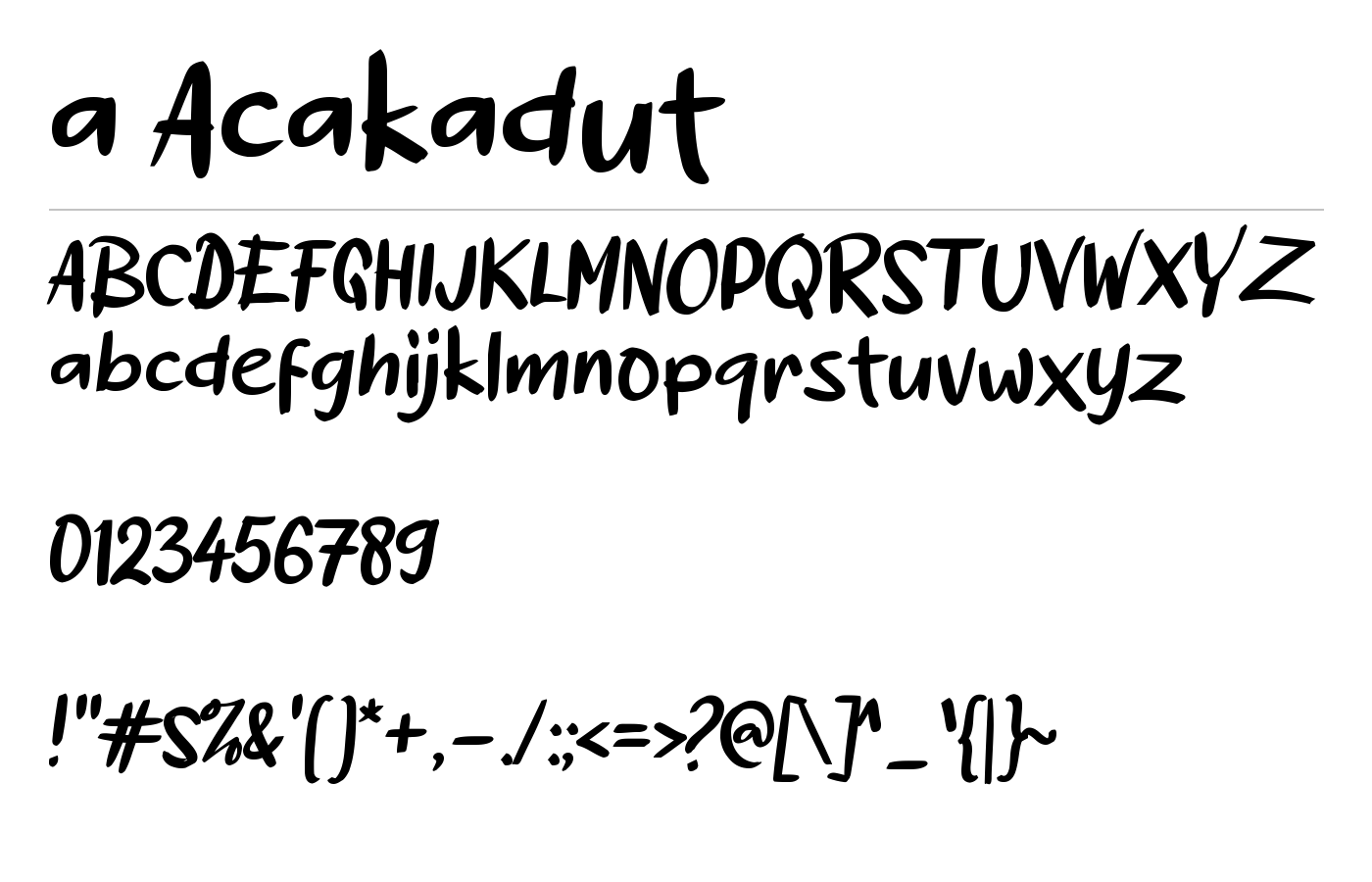 a Acakadut Font preview