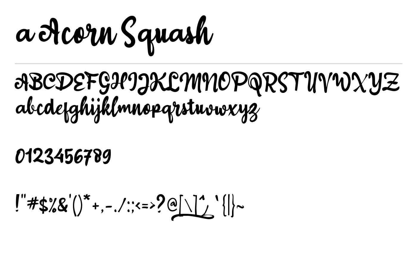 a Acorn Squash Font preview