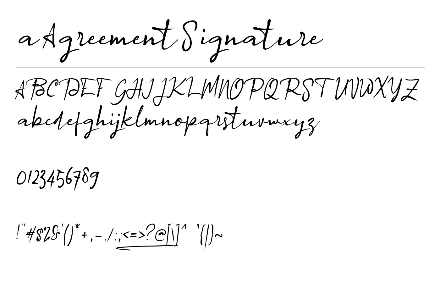 a Agreement Signature Font preview