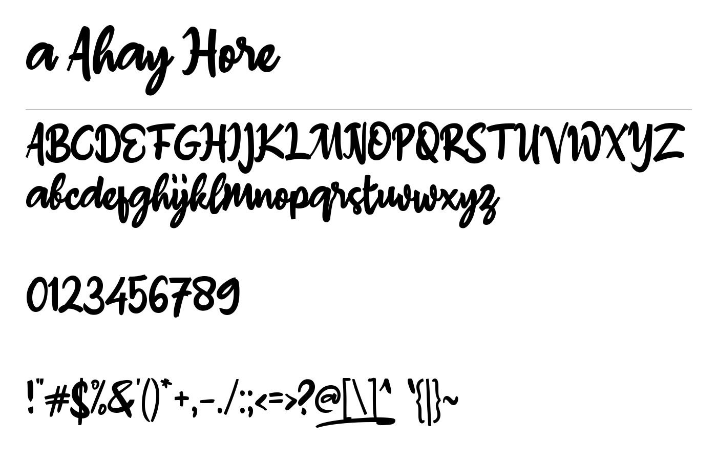 a Ahay Hore Font preview