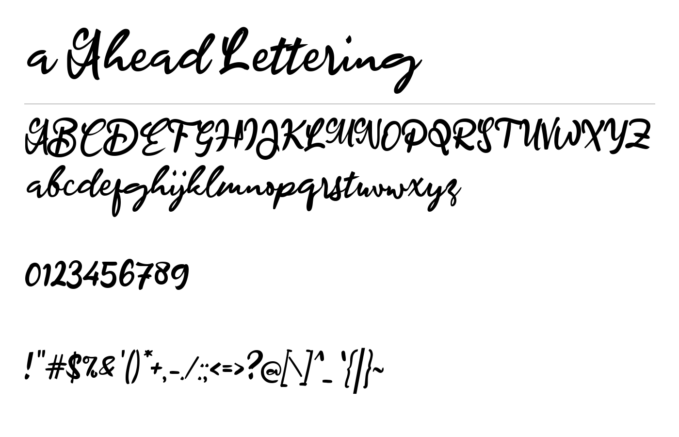 a Ahead Lettering Font preview