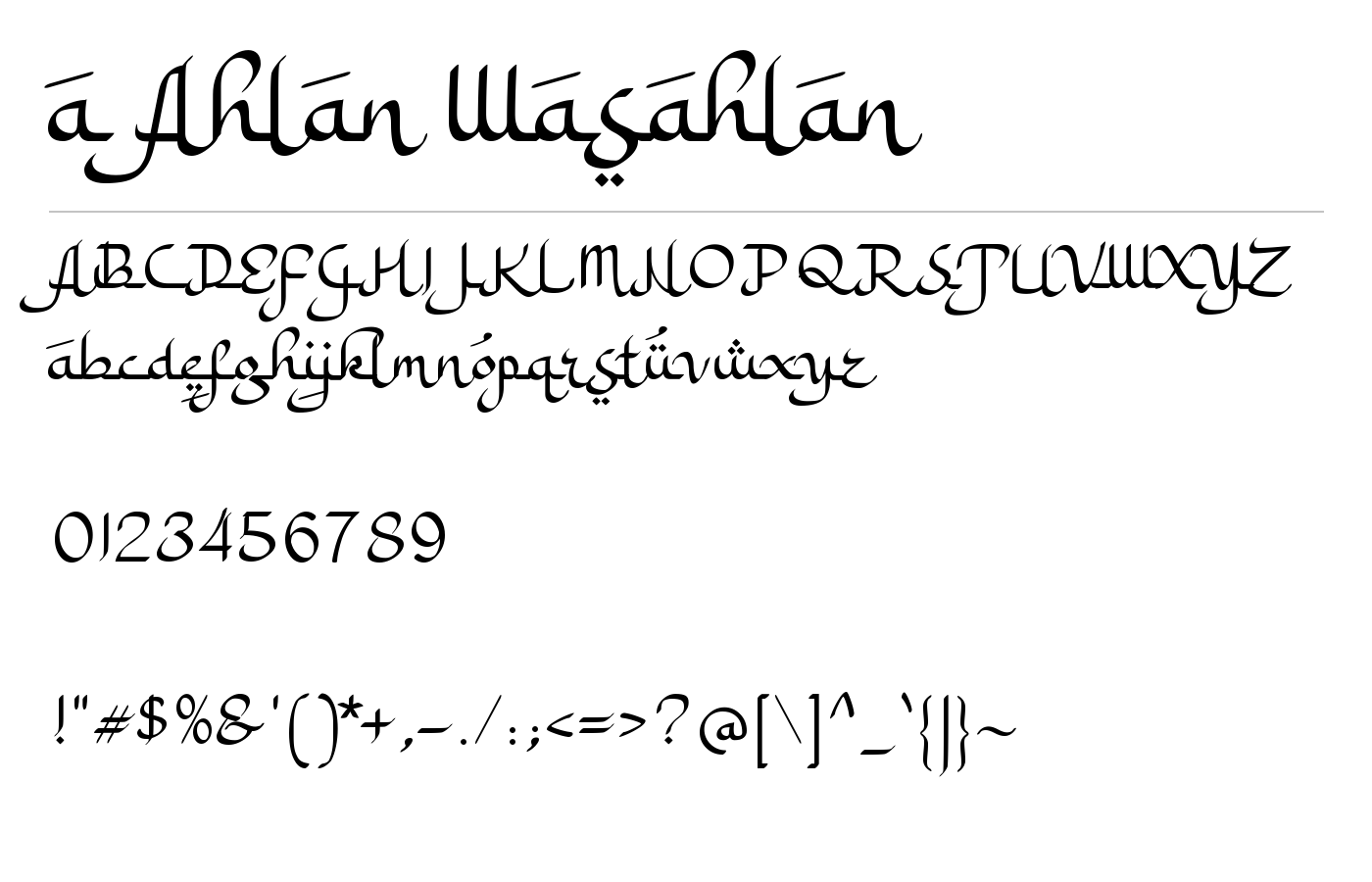 a Ahlan Wasahlan Font preview