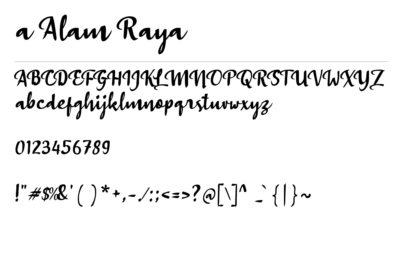 a Alam Raya Font preview