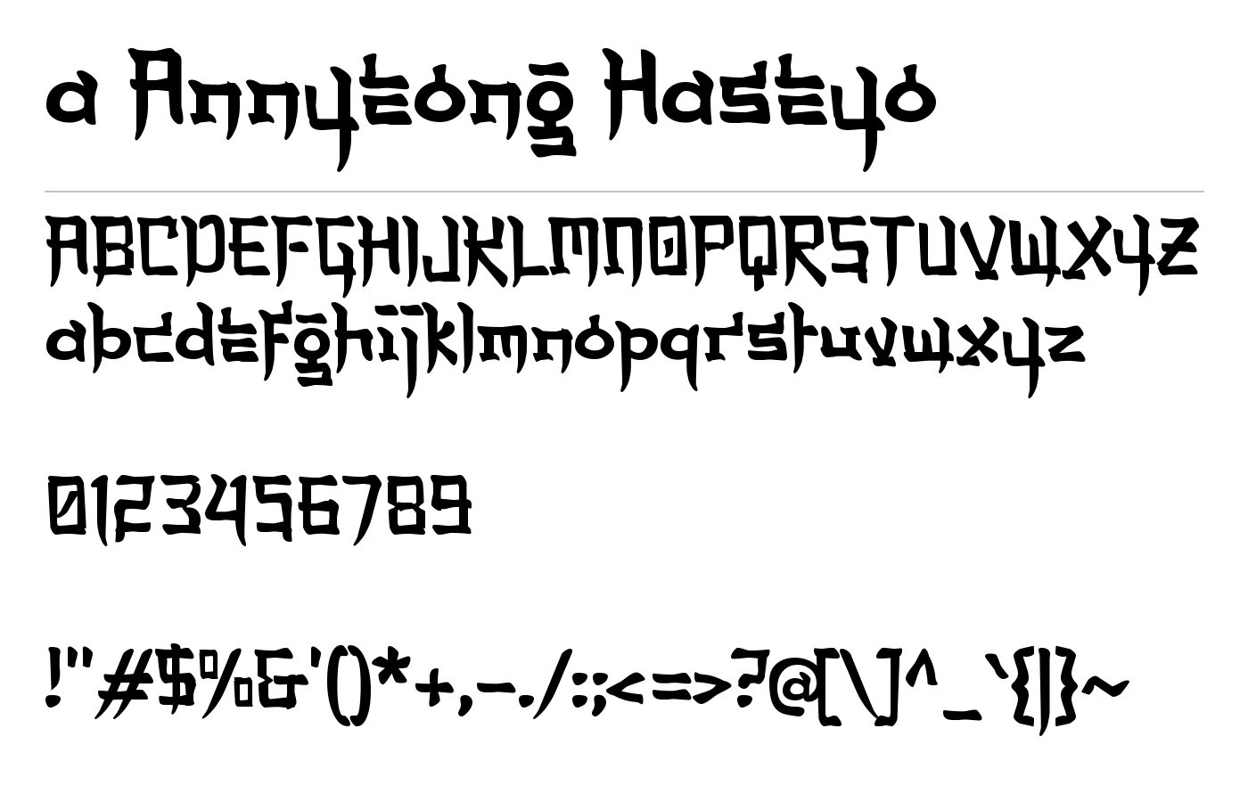 a Annyeong Haseyo Font preview