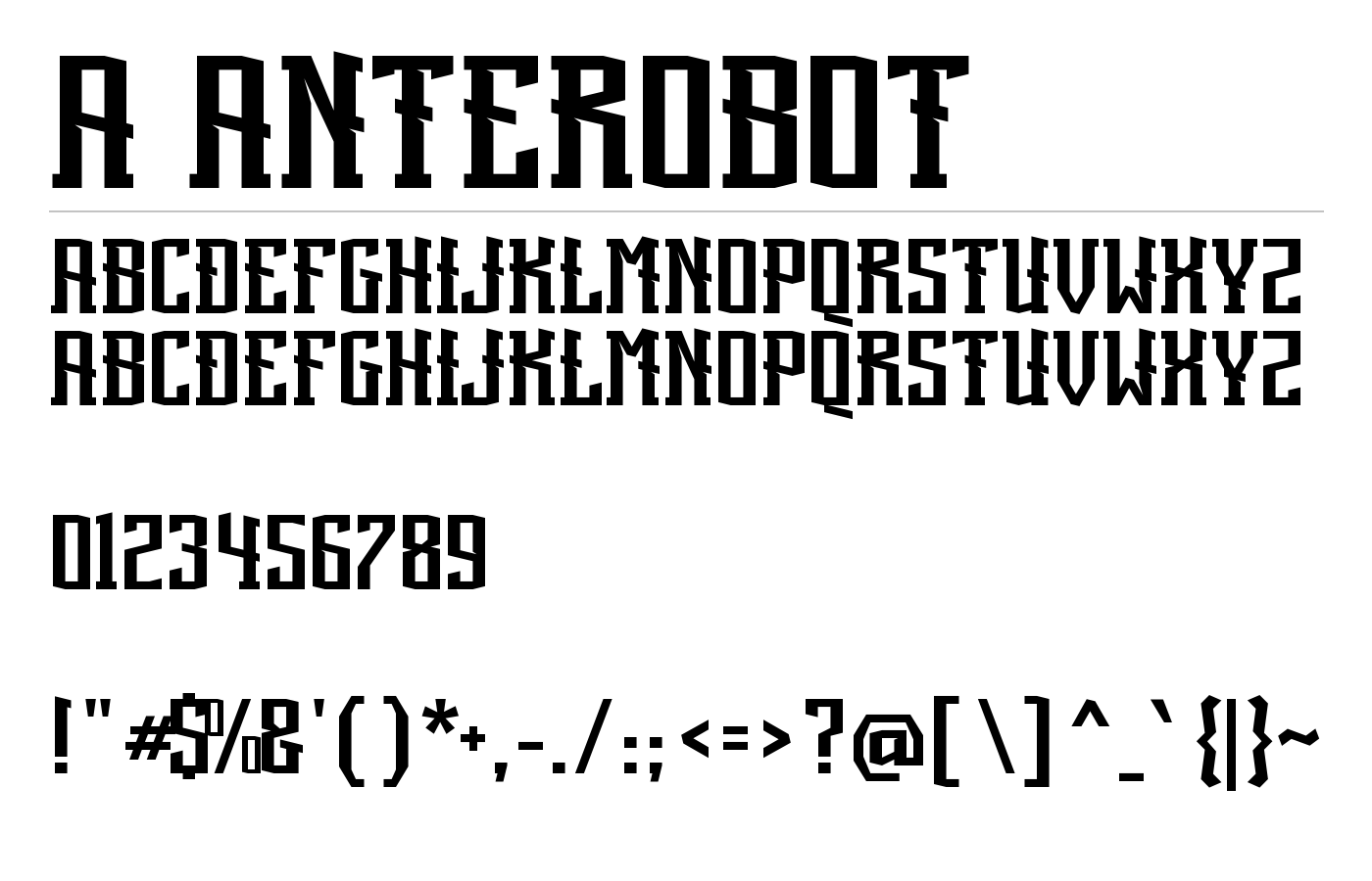 a Anterobot Font preview