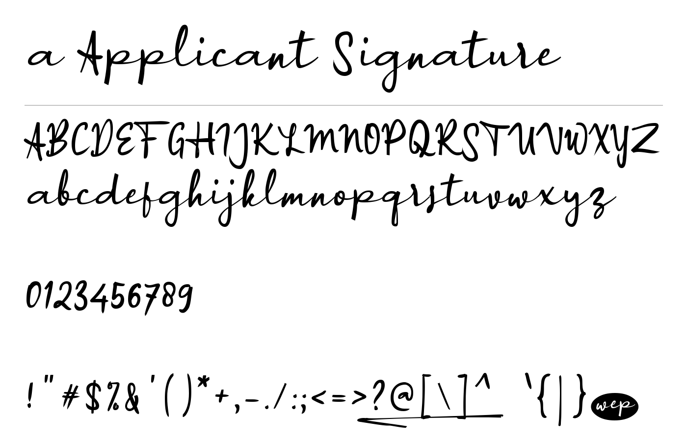 a Applicant Signature Font preview