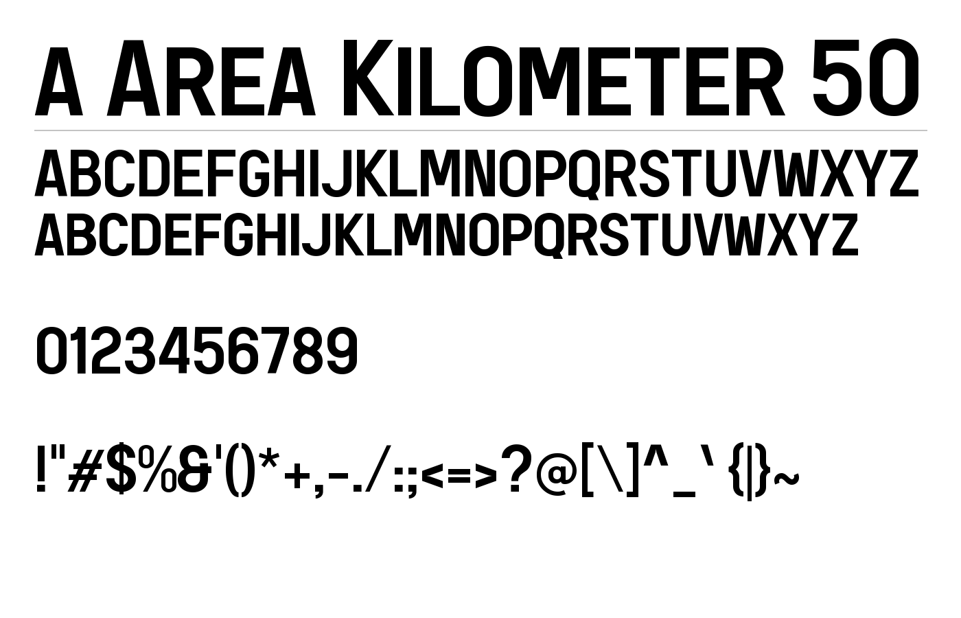 a Area Kilometer 50 Font preview