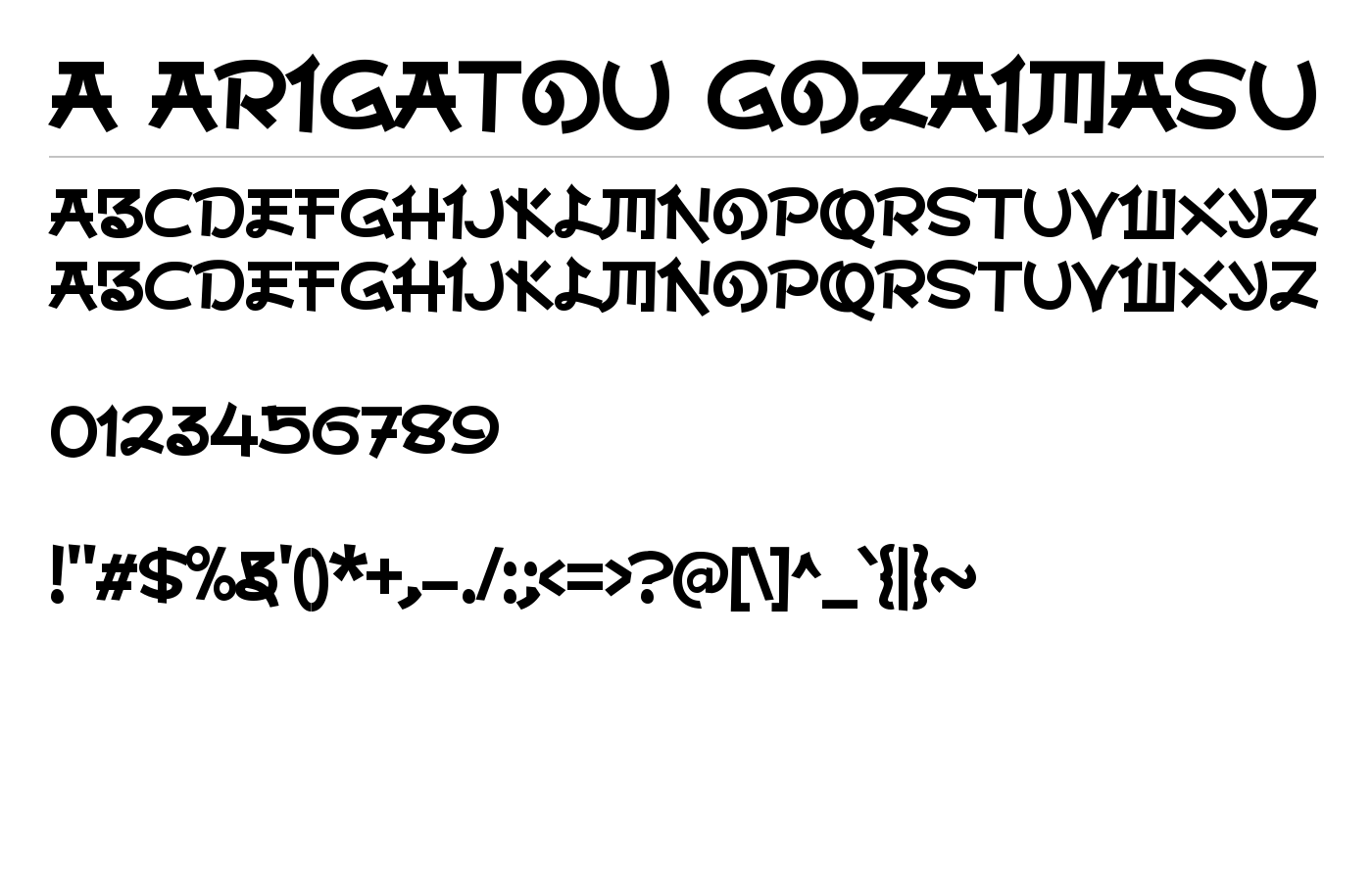 a Arigatou Gozaimasu Font preview