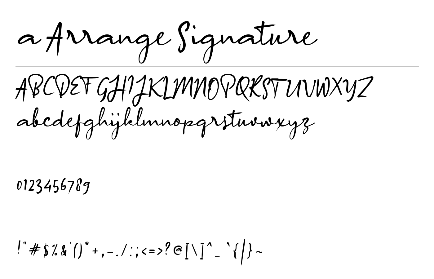 a Arrange Signature Font preview