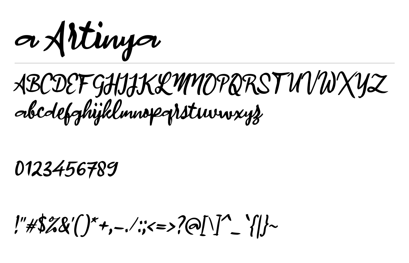 a Artinya Font preview