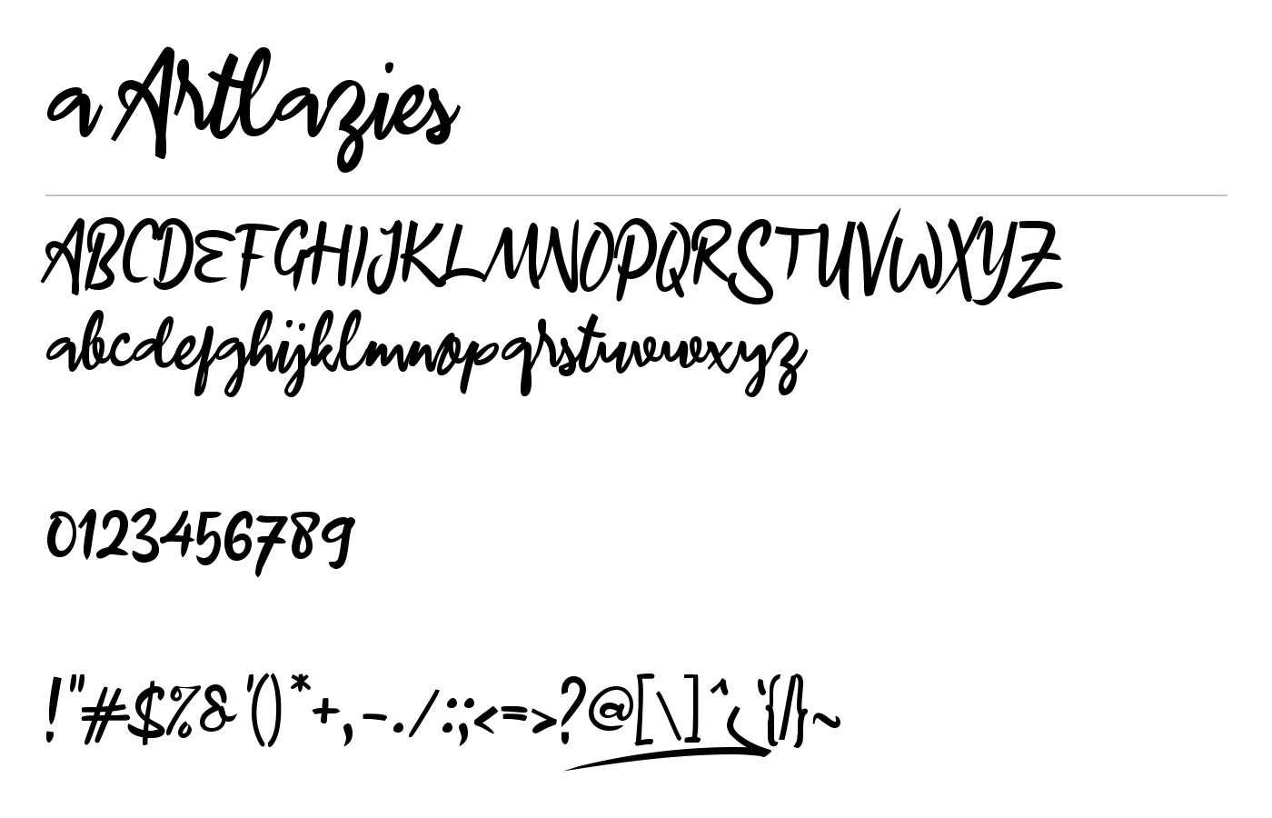 a Artlazies Font preview