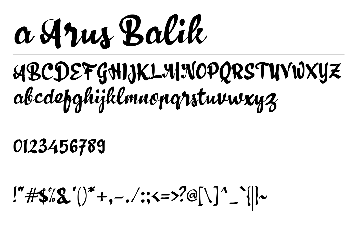 a Arus Balik Font preview