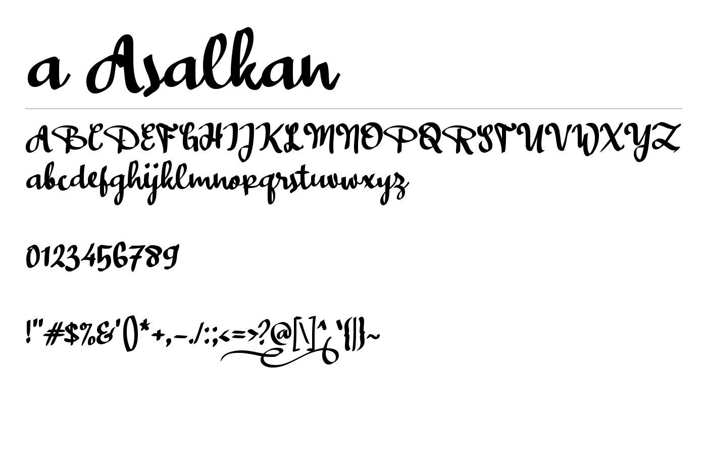 a Asalkan Font preview