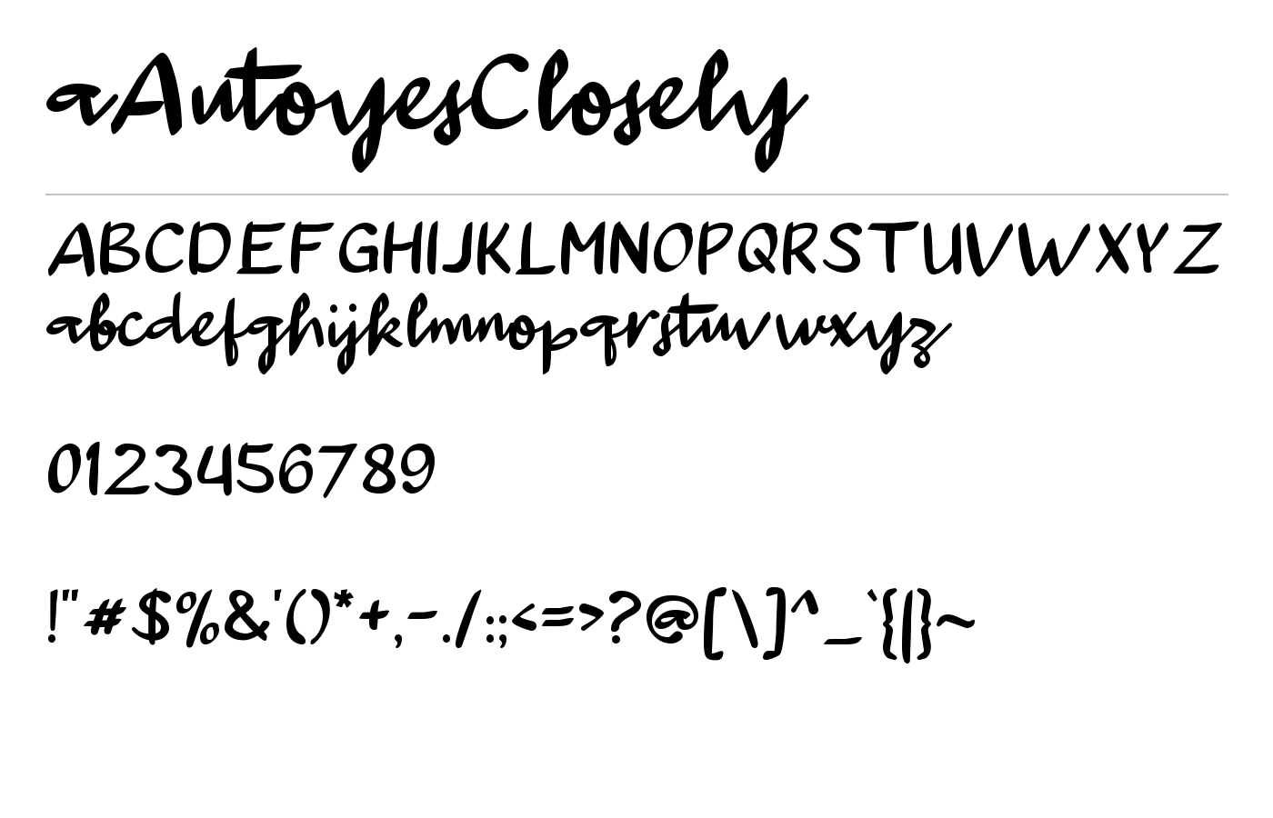 aAutoyesClosely Font preview