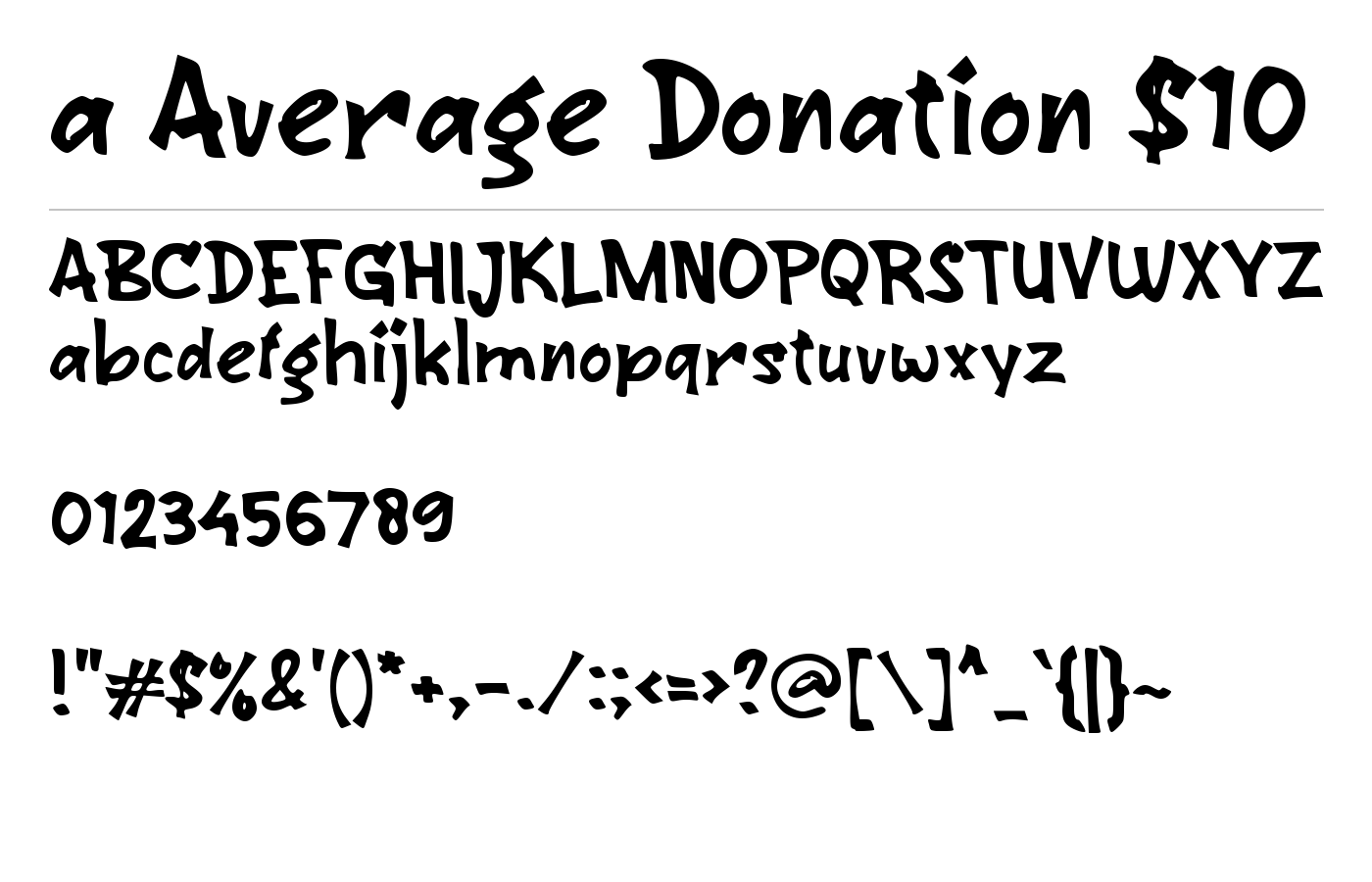 a Average Donation $10 Font preview