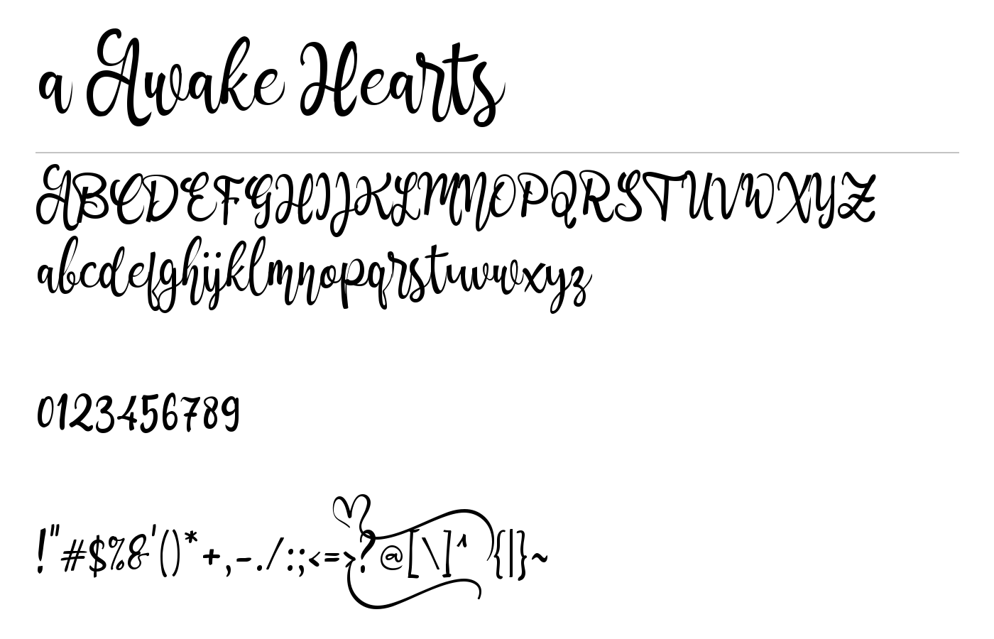 a Awake Hearts Font preview