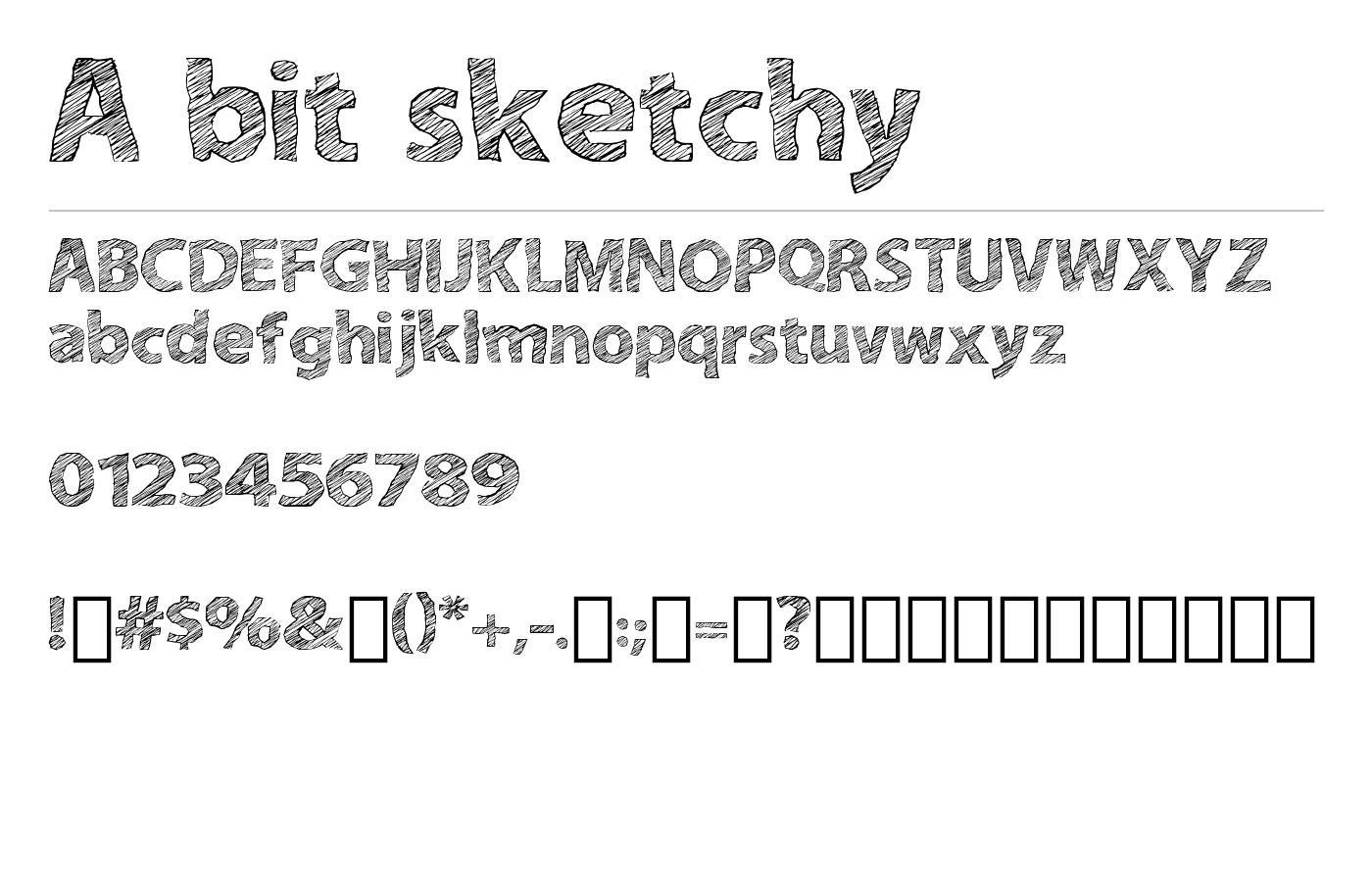 A bit sketchy Font preview