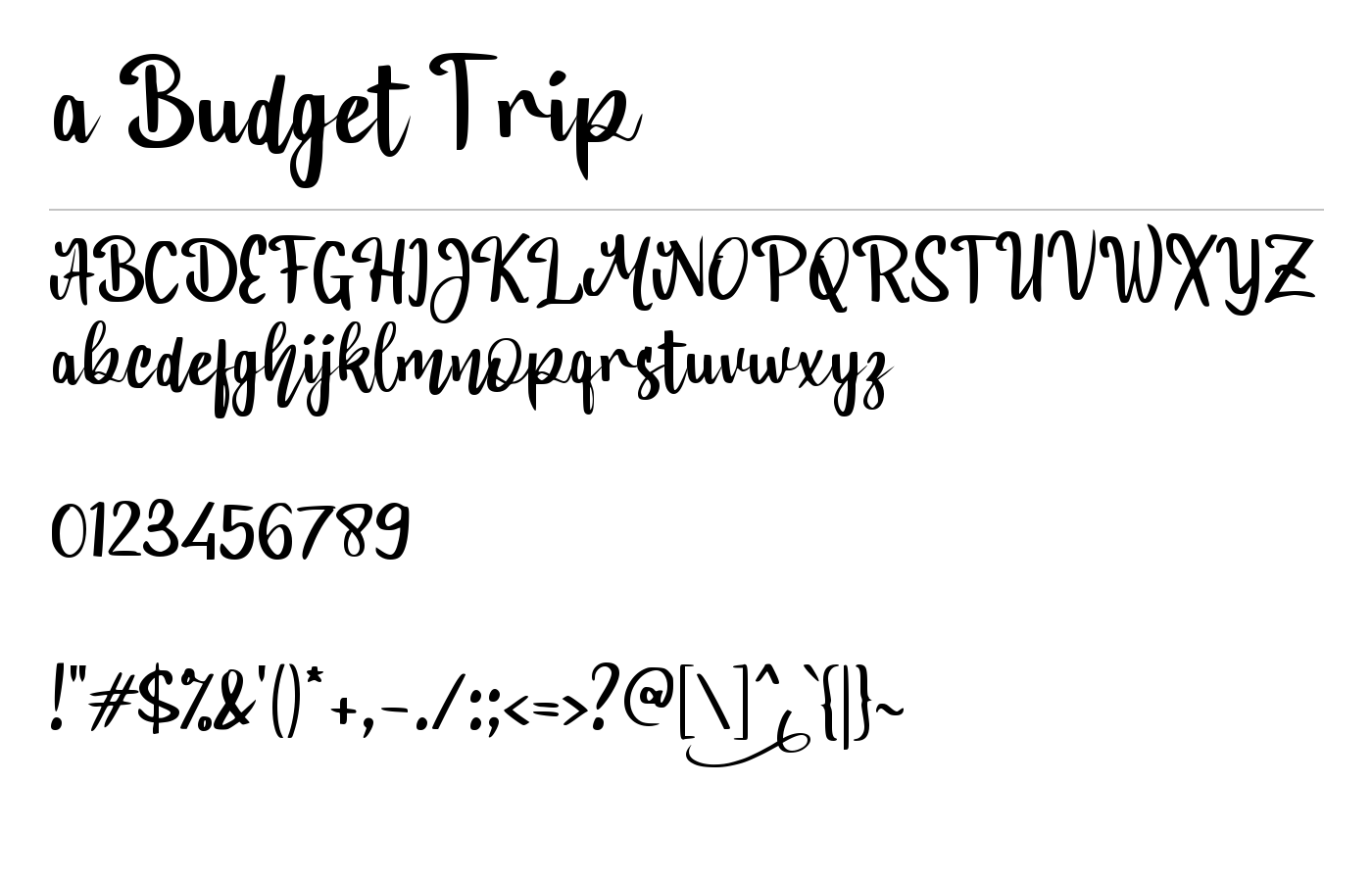 a Budget Trip Font preview