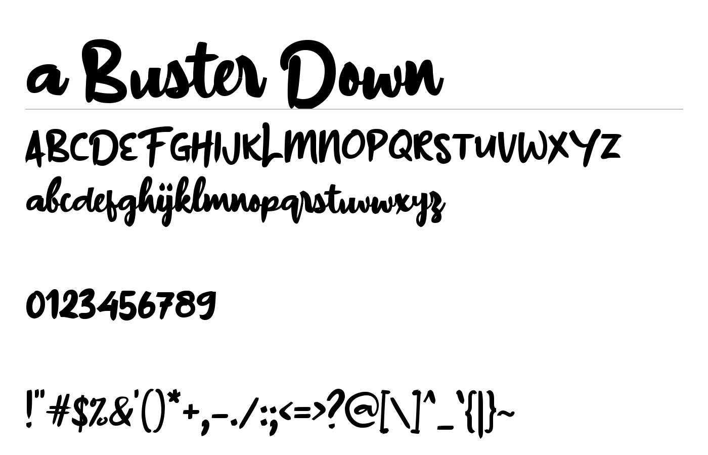 a Buster Down Font preview