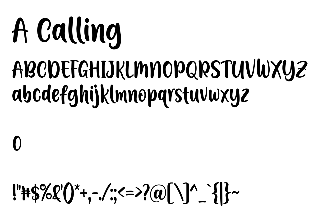 A Calling Font preview