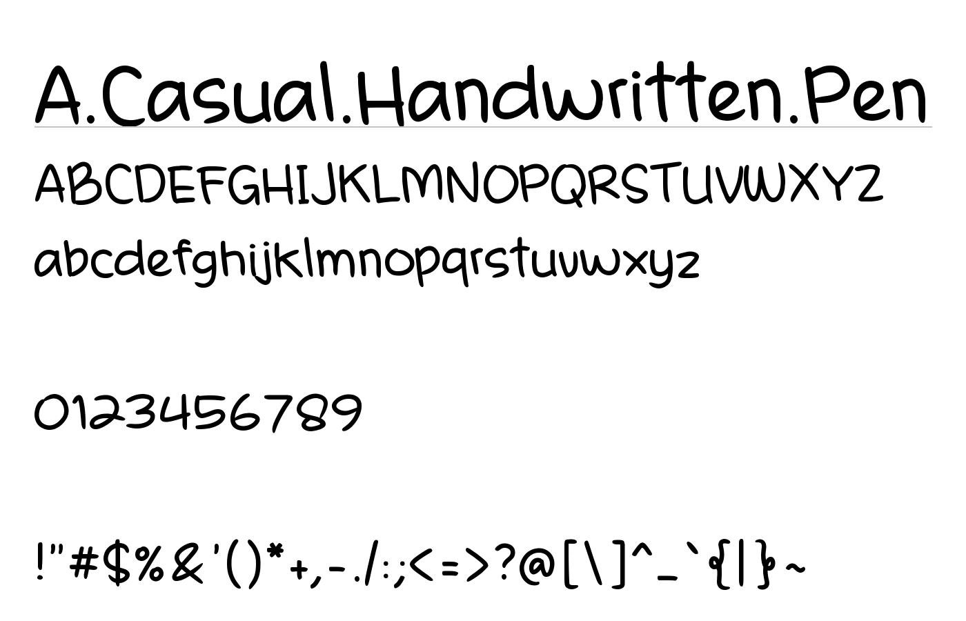 A.Casual.Handwritten.Pen Font preview