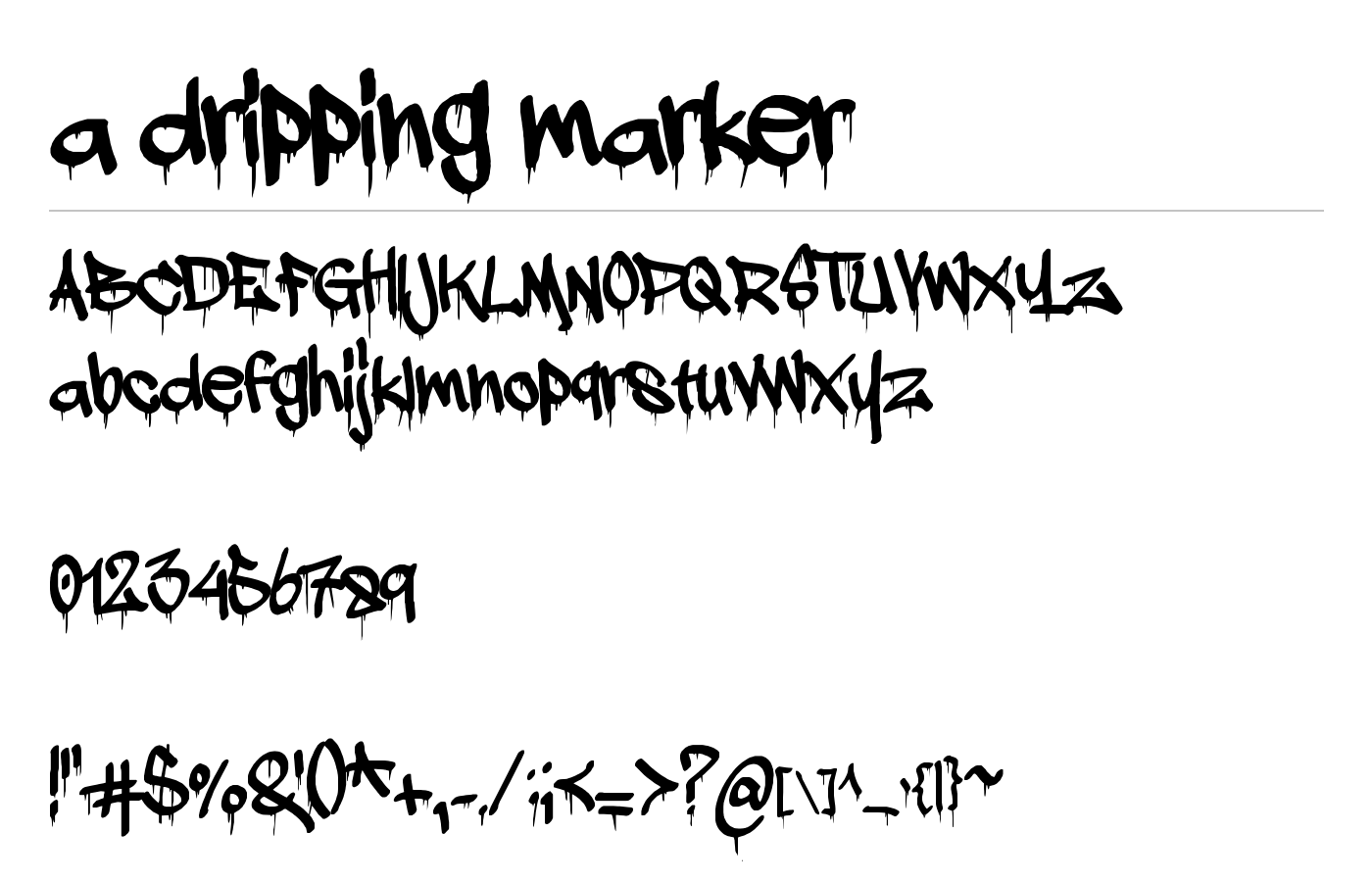 a dripping marker Font preview