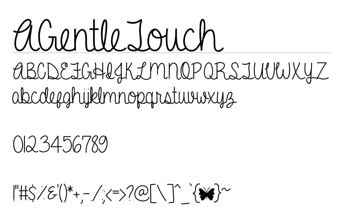 A Gentle Touch Font preview