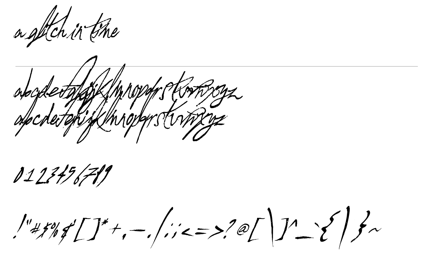 A Glitch In Time Font preview