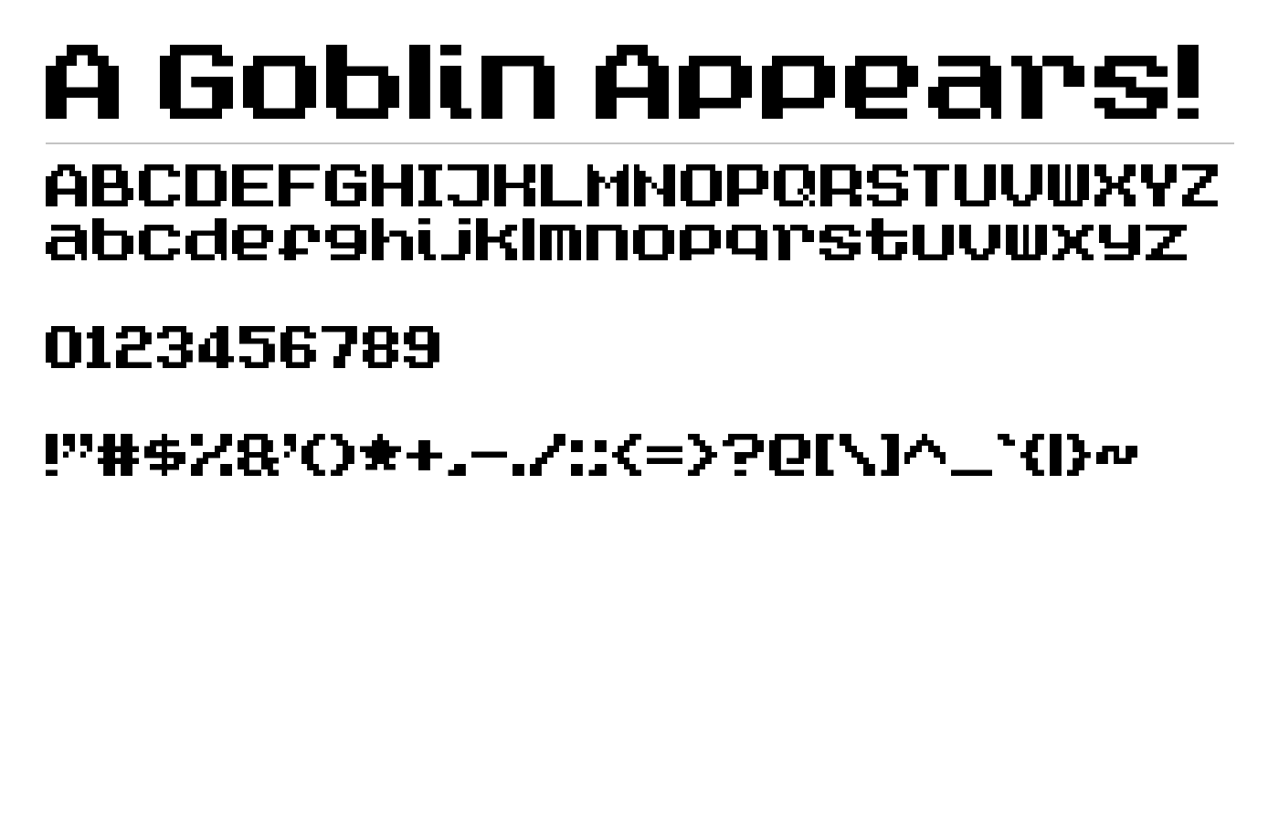 A Goblin Appears! Font preview