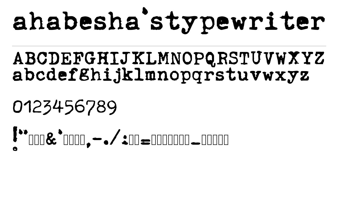 ahabesha'stypewriter Font preview