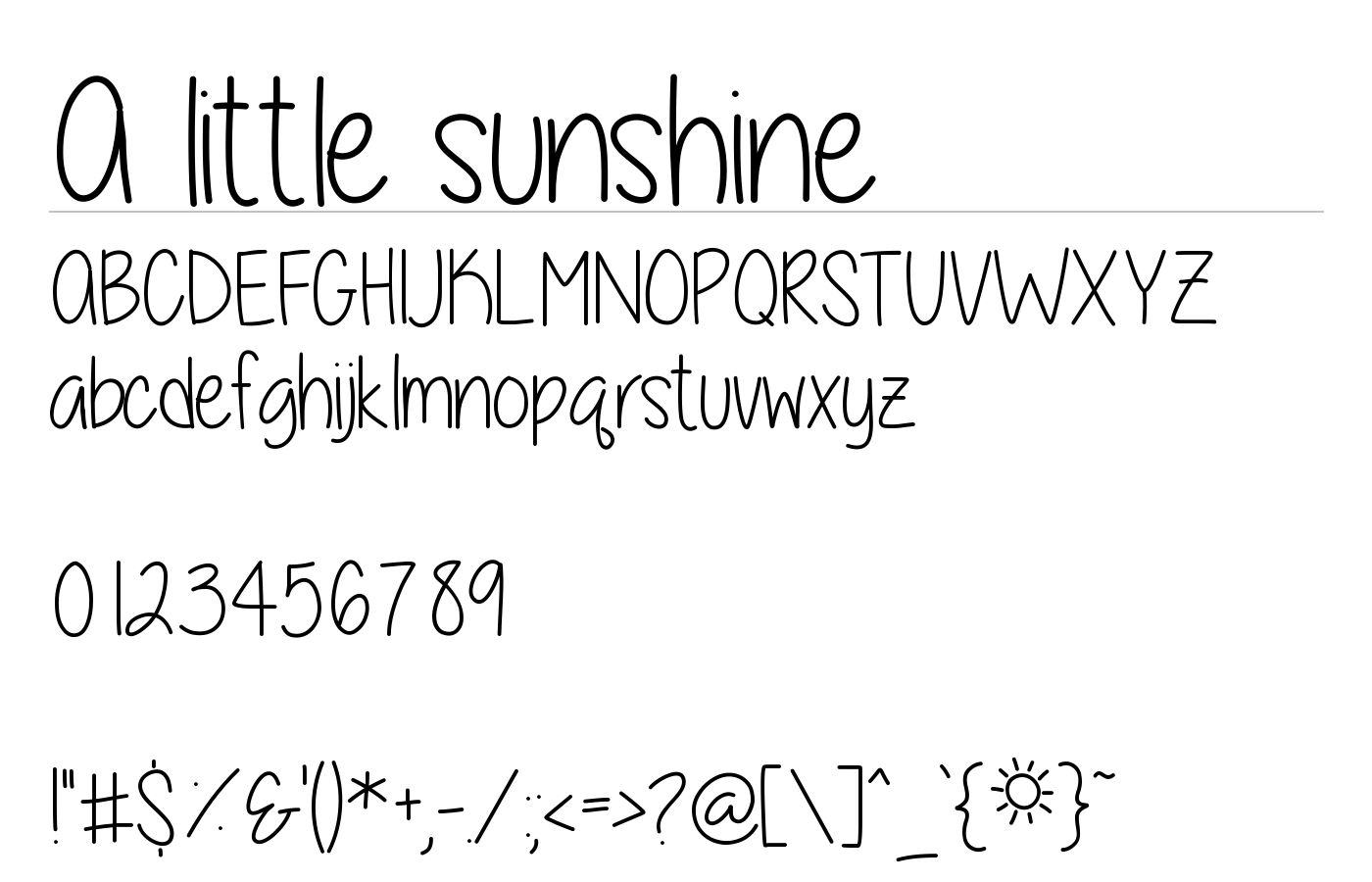A little sunshine Font preview