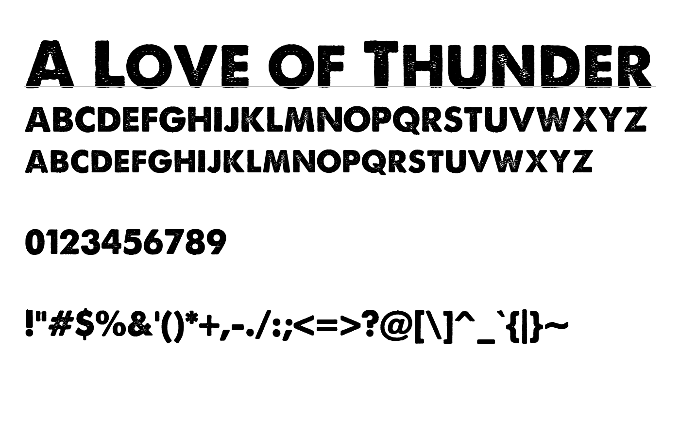 A Love of Thunder Font preview