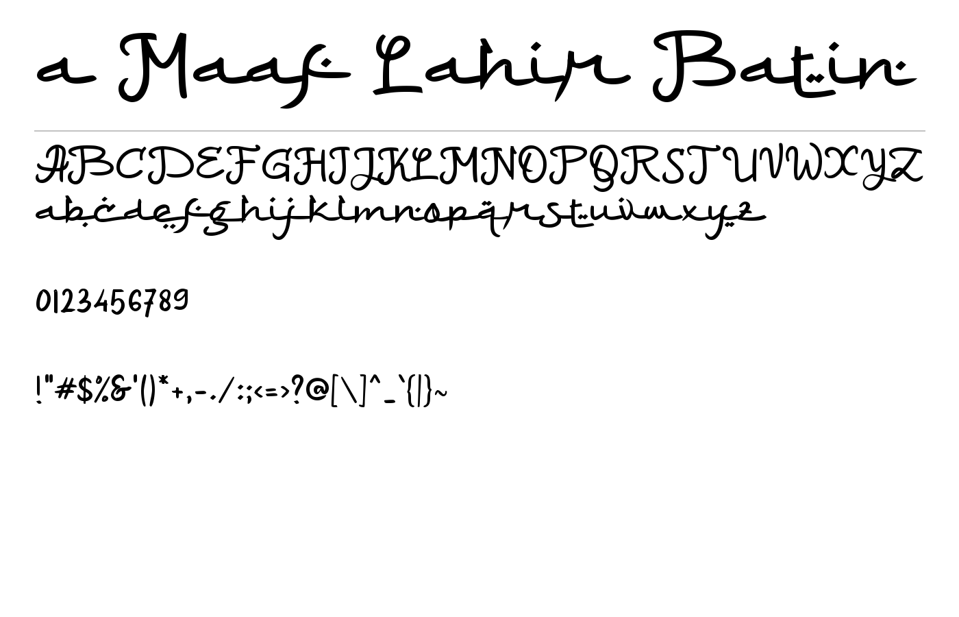 a Maaf Lahir Batin Font preview