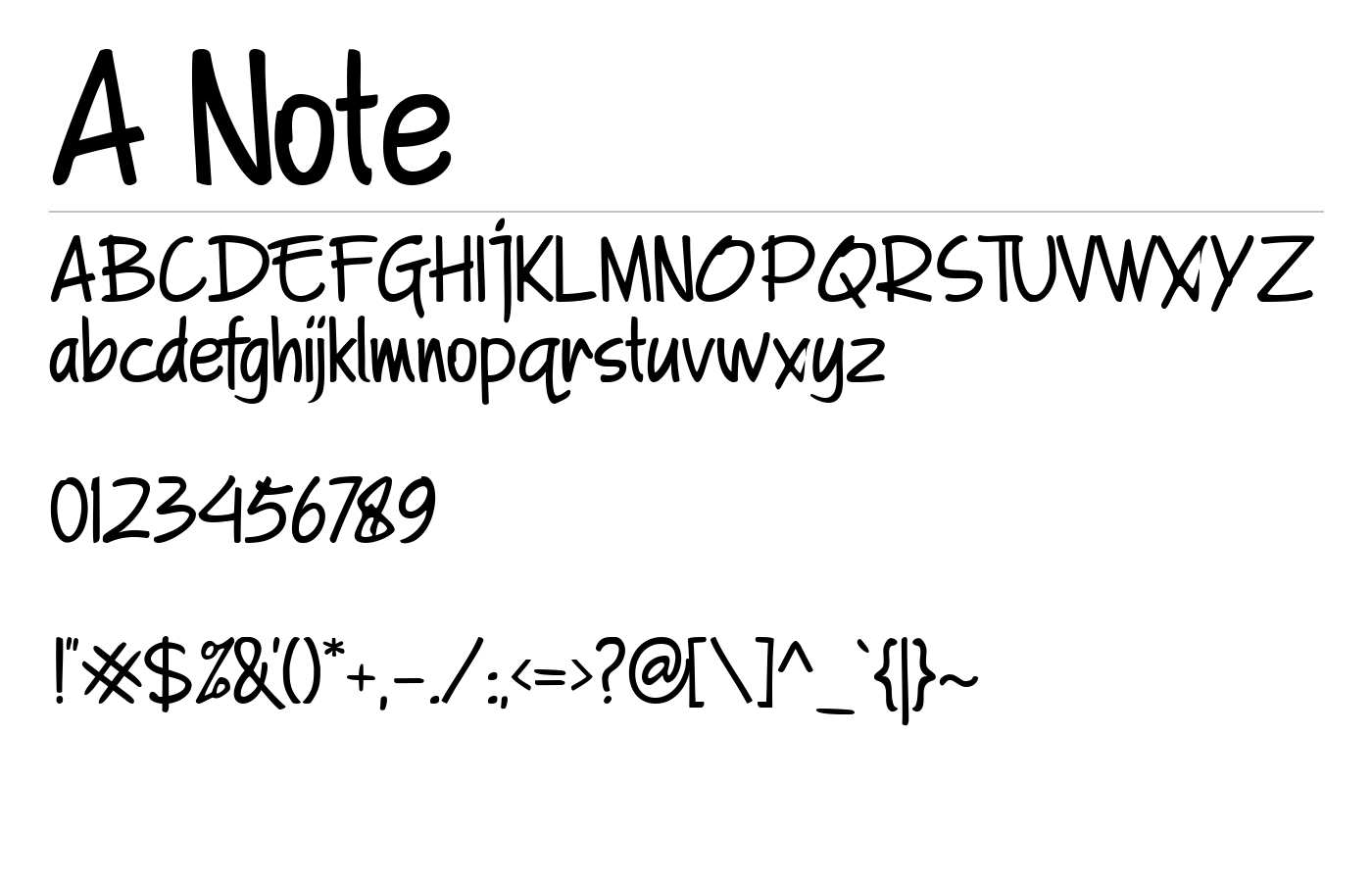 A Note Font preview