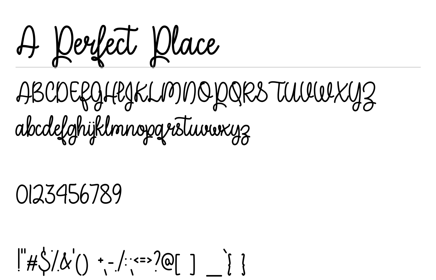 A Perfect Place Font preview