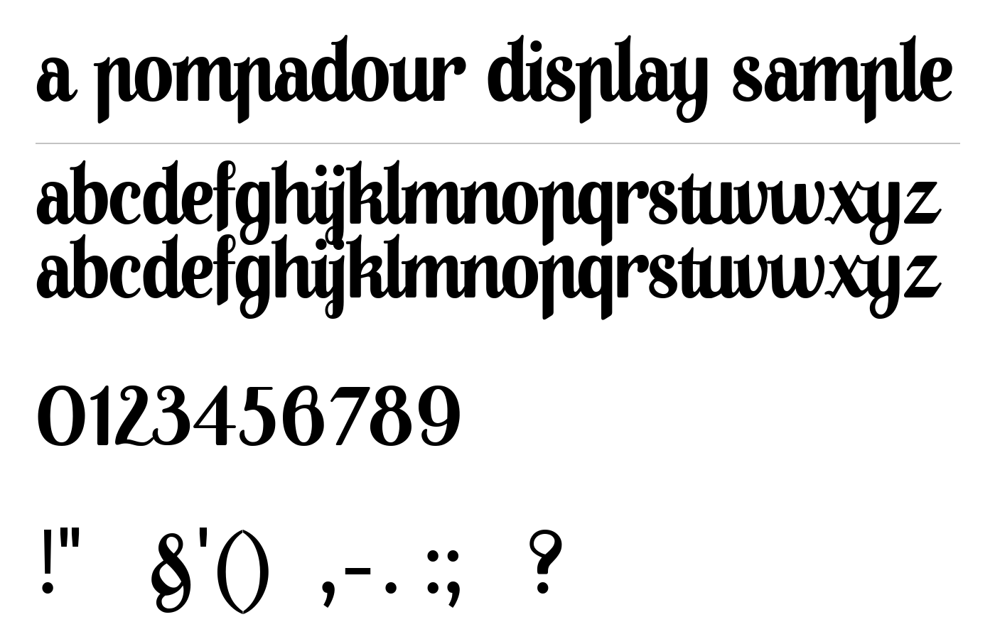 A Pompadour Display Sample Font preview