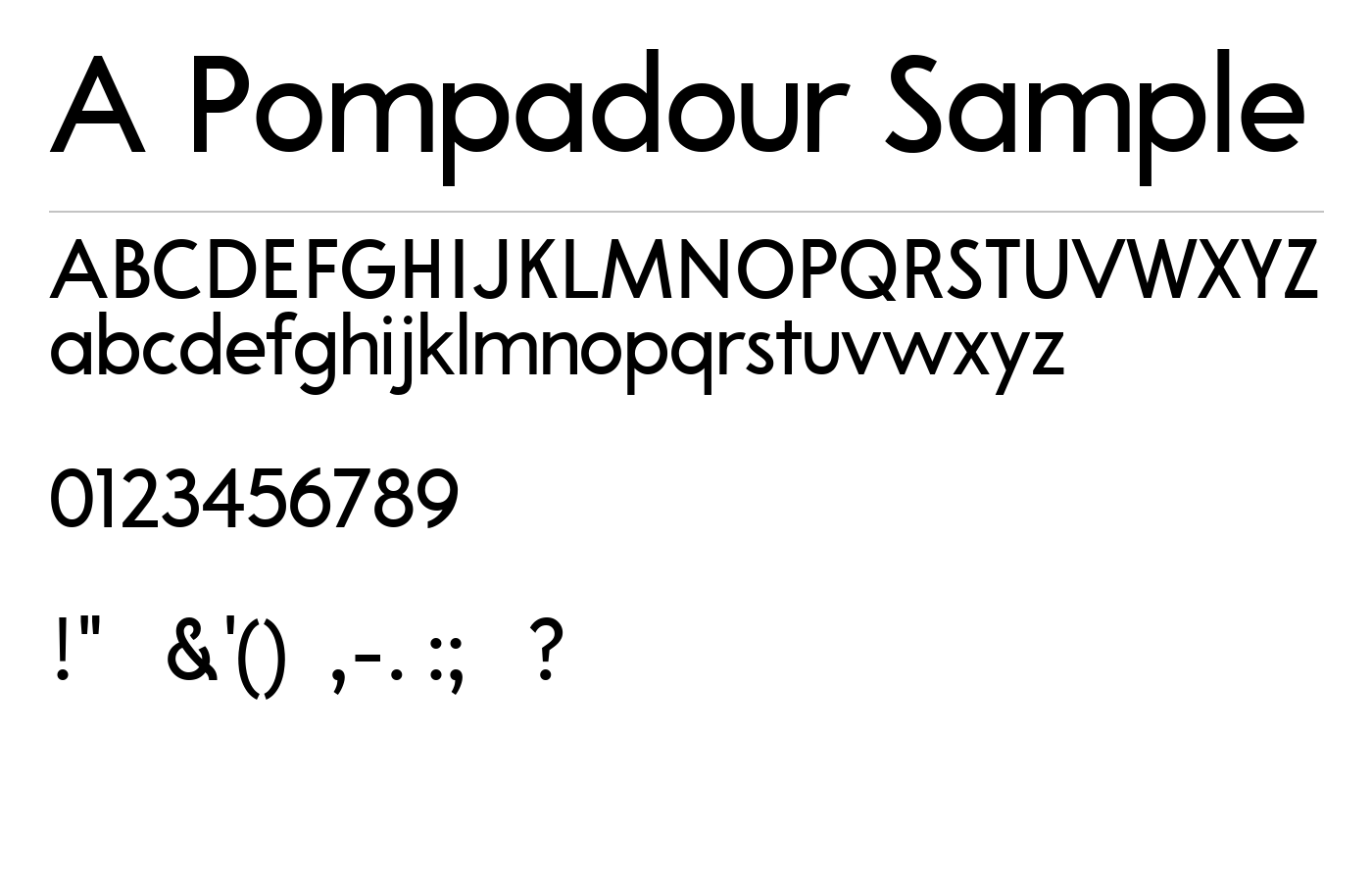 A Pompadour Sample Font preview