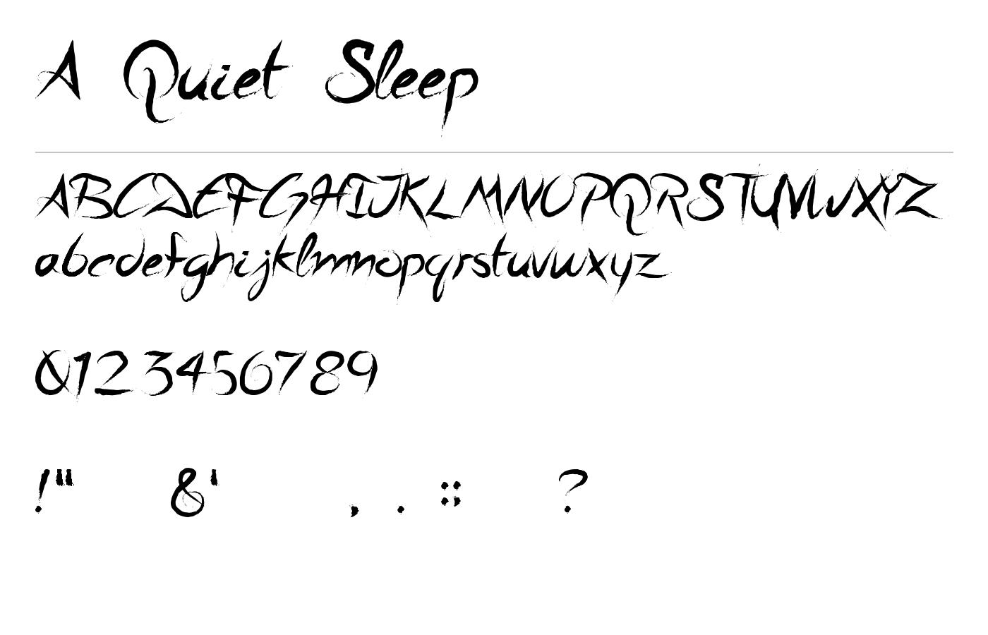 A Quiet Sleep Font preview
