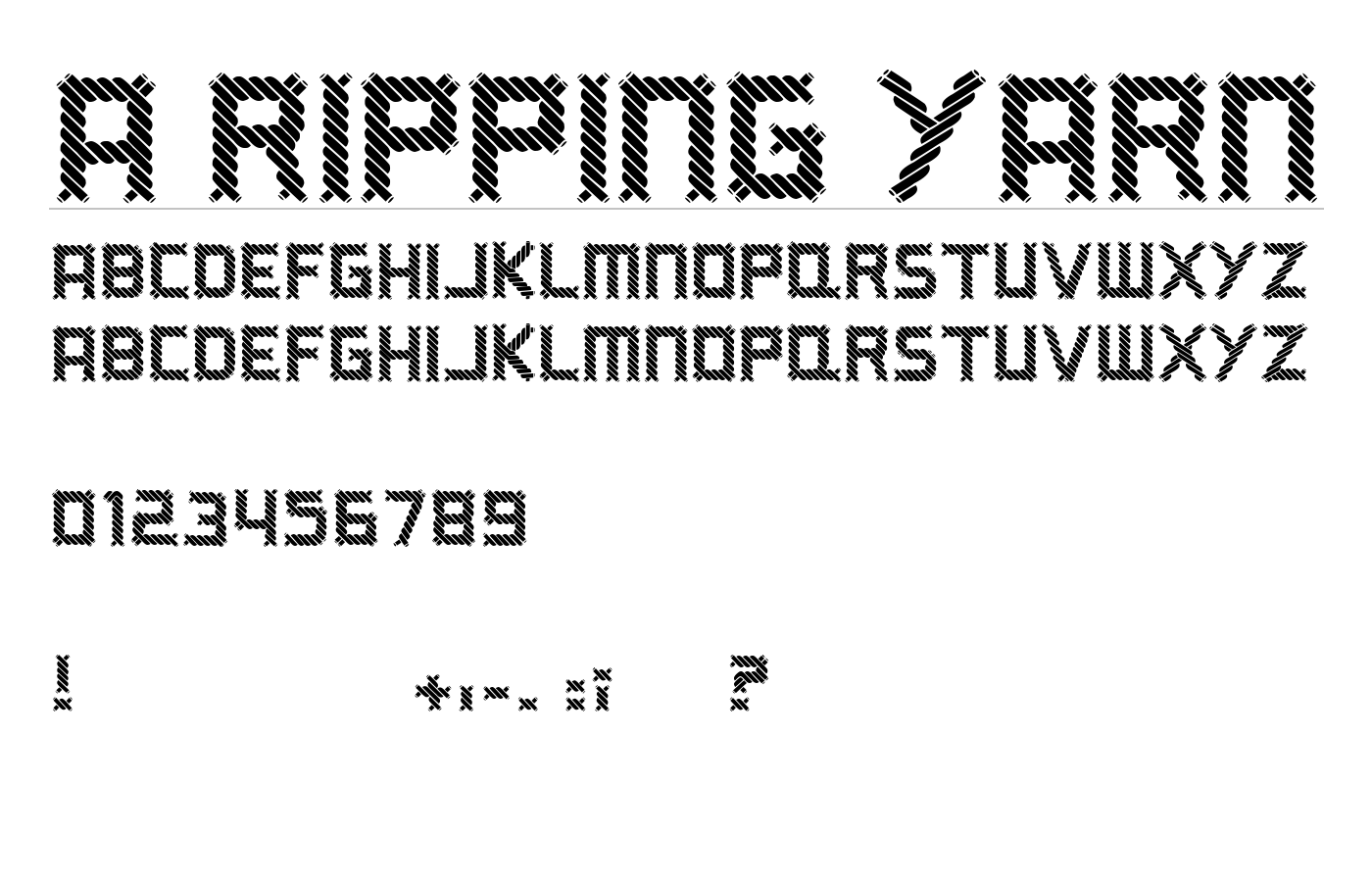 a ripping yarn Font preview