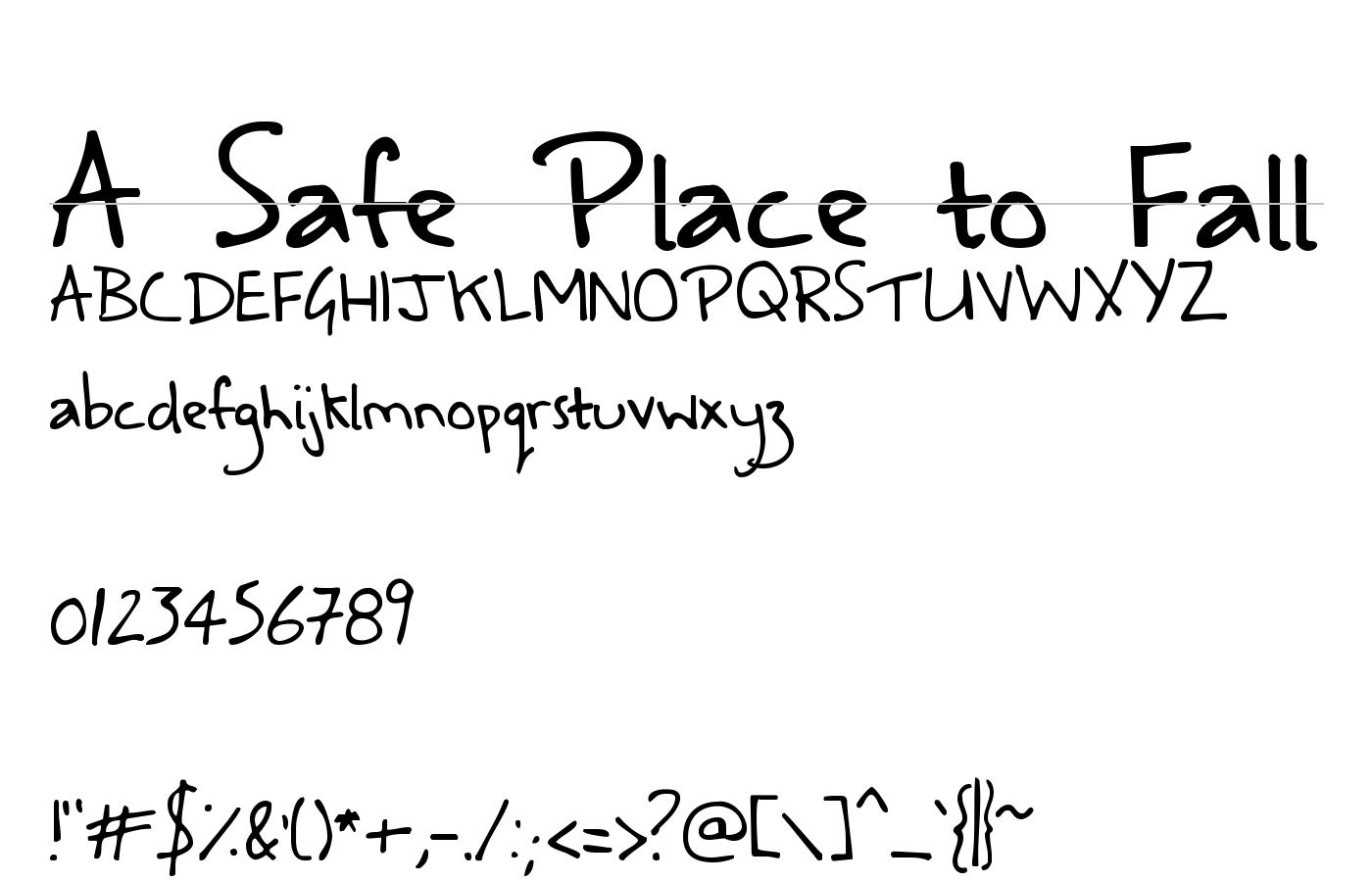A Safe Place to Fall Font preview