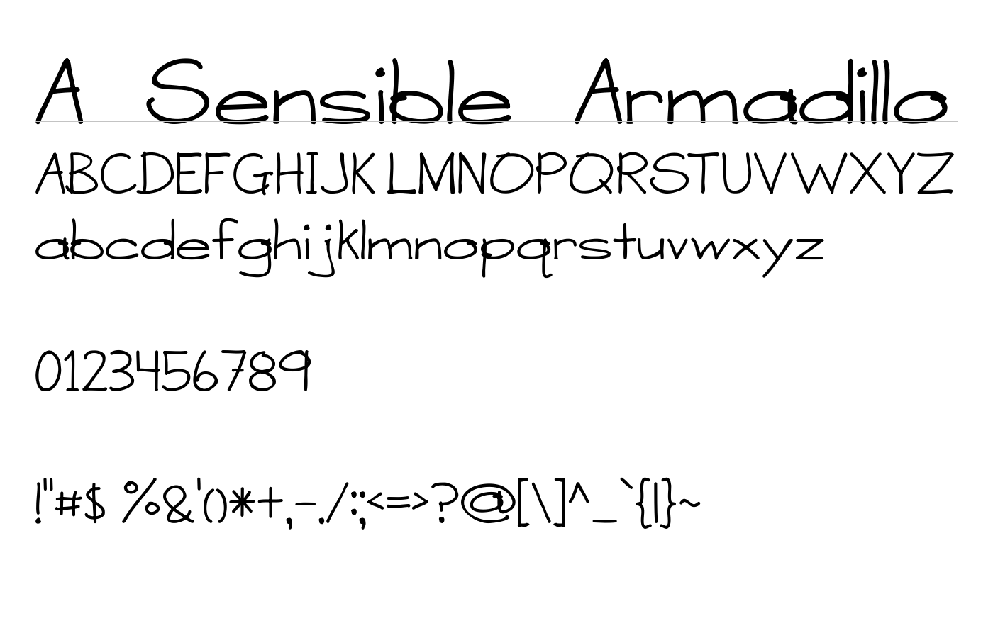A Sensible Armadillo Font preview