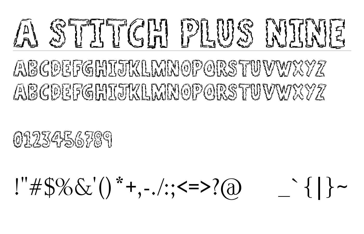 A Stitch Plus Nine Font preview