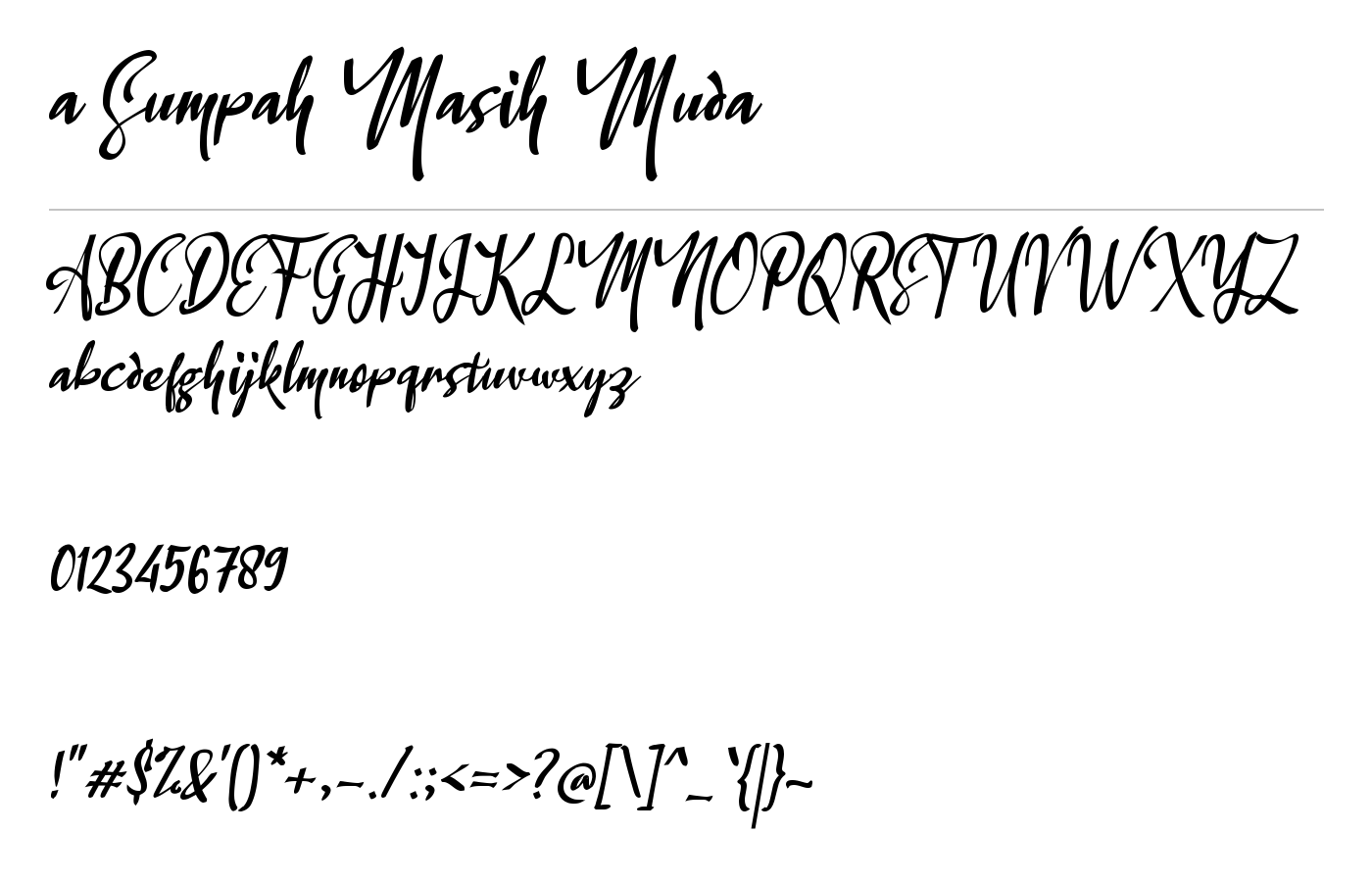 a Sumpah Masih Muda Font preview